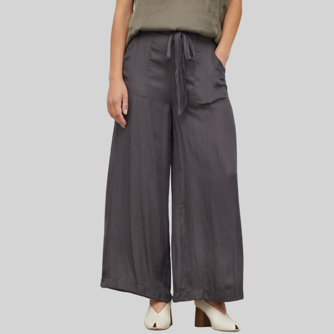 Airy Satin Pants with Tie Waist