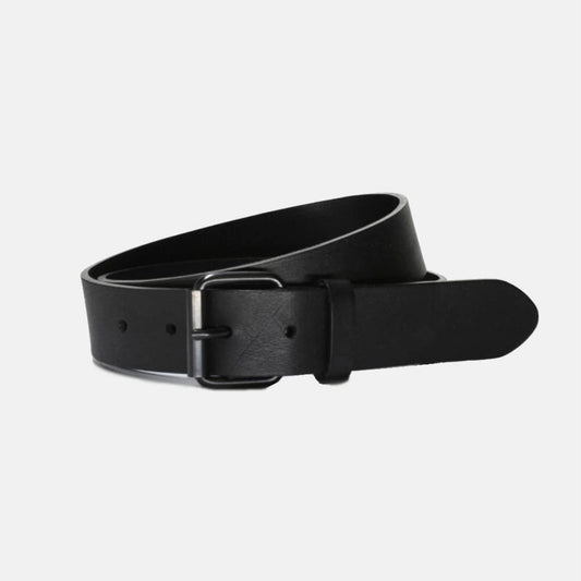 Black Leather on Black Buckle Belt