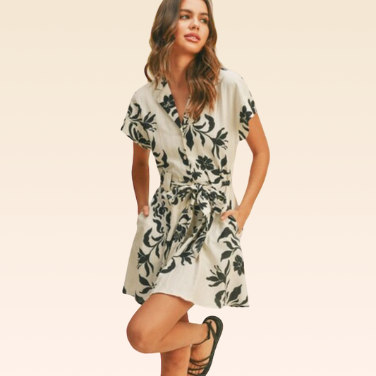 The Muse Floral Linen Dress